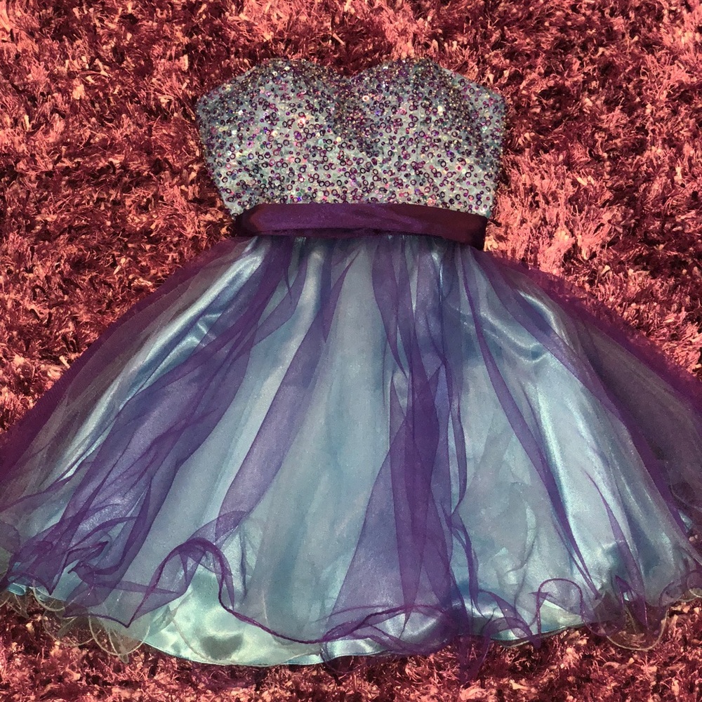 Sean Collection Blue and Purple Short Dress